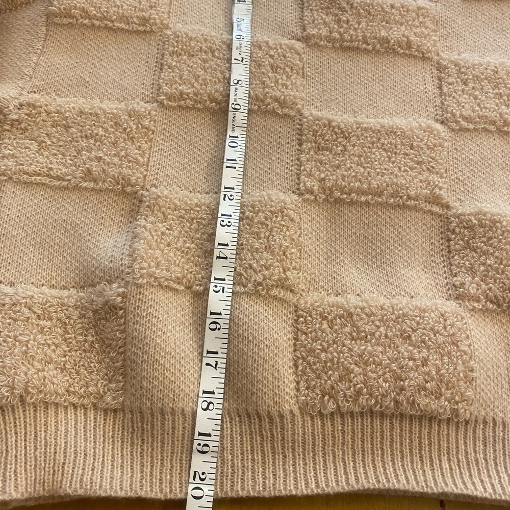 Women’s Cream Tan Checkered Textured Thick Sweater Pattern Winter New M-L - Picture 7 of 12